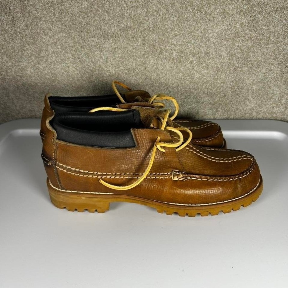 Vintage hand made brown leather chukka boots with lug sole Size 8 - Picture 3 of 6